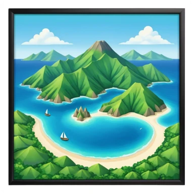 île Guadeloupe dans sa forme géographique réelle, vue du dessus sticker