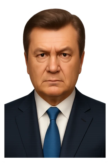 Make the face much more realistic and closely resemble Viktor Yanukovych, while keeping the iPhone emoji style, with no background. Preserve the distinctive features and colors of the iPhone emoji style but enhance realism and likeness to Viktor Yanukovych. sticker