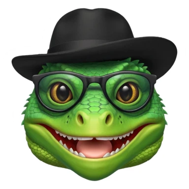 capitalist iguana head with black sunglasses and hat smiling sarcastically sticker