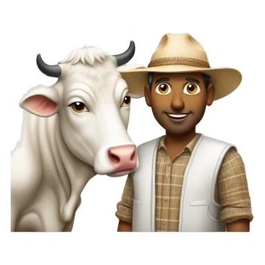 indian dairy farmer with cow nearby sticker