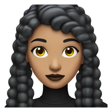 Tanned woman with black hair dressed in 1990s goth hair, makeup, and neon attire  sticker