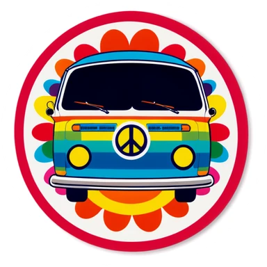 Happy birthday hippie colors 70s vibe  sticker