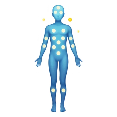human silhouette with seven glowing dots along the body sticker