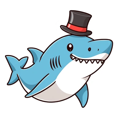 Shark with a top hat sticker