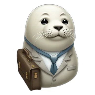 White old seal in tie and with briefcase and closed eyes sticker