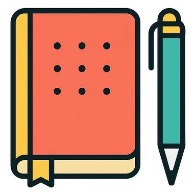 bullet journal pen icon with color outline and black outlines sticker