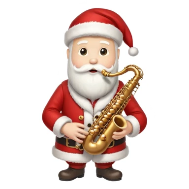 Noel Baba Saksofoncu, cartoon illustration, with clean lines, no face on objects, white background sticker