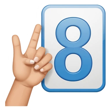 cartoon hand holding a sign with the number 9 sticker