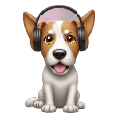 dog listening to music sticker