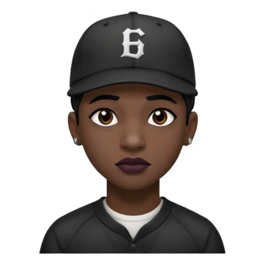 Black goth man with backwards baseball cap sticker