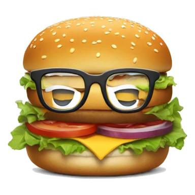 A burger with glasses and a smile  sticker