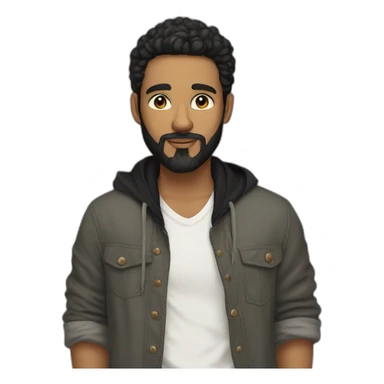 young white artist with black beard with baggy clothes sticker