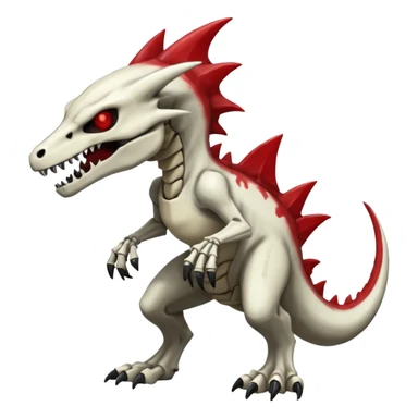 Shiny White Evil Glowing Eldritch Skeletal Creepy Edgy Badass Cool Marowak-Boneknapper-Salandit-Duskull-Darkdramon-fusion with bloody red markings sticker