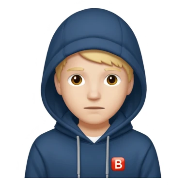 make an image of white person wearing hoodie with BST letters on it sticker