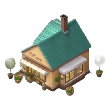 Rounded Coffee house isometric sticker