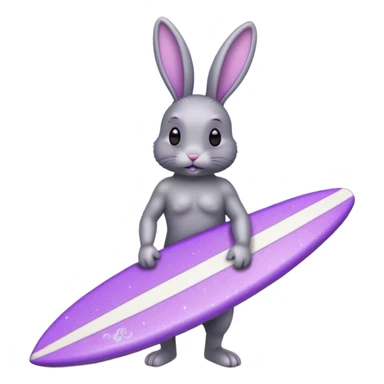 glitter gray bunny purple cian surf sticker