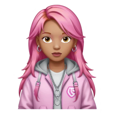 Ice Spice, Rapper (b.2000) with long ginger hair, pink hair sticker