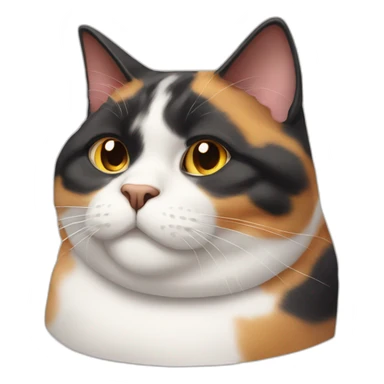 obese calico cat with double chin sticker