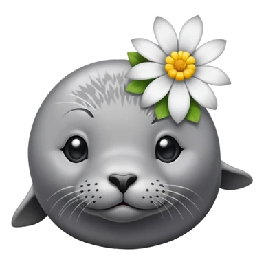 Seal sitting down with the flower on the head sticker