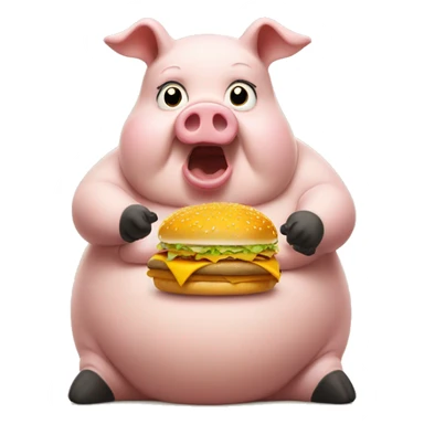 very fat pig eating mc donalds sticker
