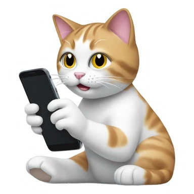 Cat using a smart phone sticker