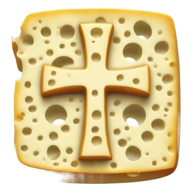 A cross made of cheese sticker