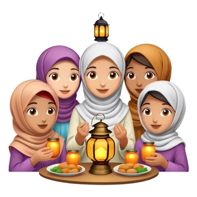 Feast for girls with Ramadan lantern  sticker