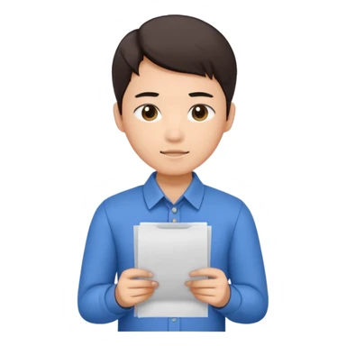 The asian student submits his work to the teacher sticker