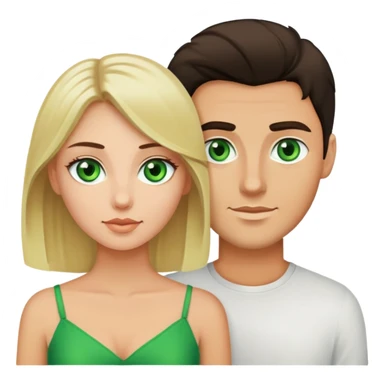 a couple of lovers, a green-eyed blonde and a guy with dark hair sticker
