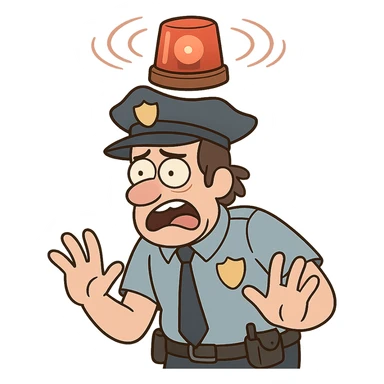 red police siren light, cartoon style, spinning effect, no text sticker
