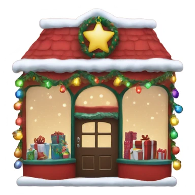 Christmas shop with Christmas lights  sticker