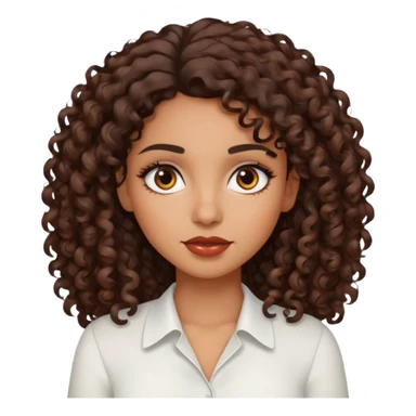 brown girl, who has medium curly dark brown hair, brown eyes, latina makeup, white blouse  sticker