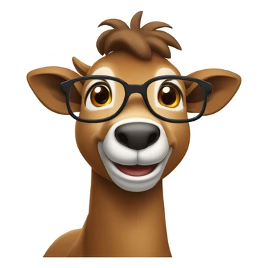 happy smart smiling brown chamois with glasses turn to left sticker