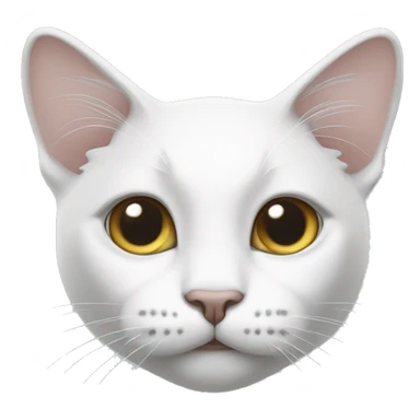 white cat’s face with medium gray facial pattern on forehead, ears, and nose. cheeks white sticker