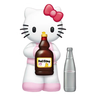 Hello kitty crying tears sad holding Hennessy bottle😭  sticker