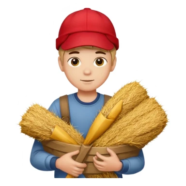 Boy helping farm – Red cap, carrying hay


 sticker