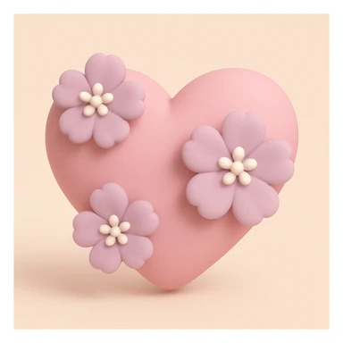 pink heart with sakura flowers, mochi style sticker