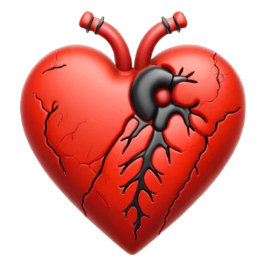 heart with black and red stitches sticker