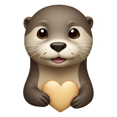 Otter with a small beige heart sticker