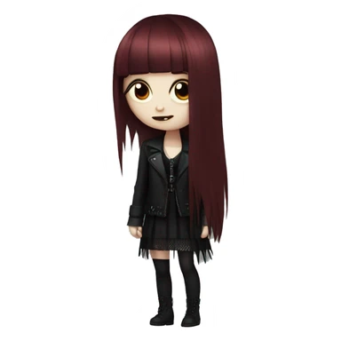 goth girl that has porcelain skin and Long Dark Red hair and has fringe bangs sticker