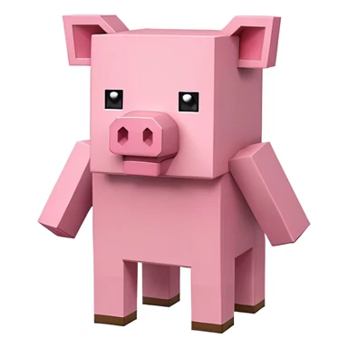 minecraft pig full body pink blocky animal square head square body sticker