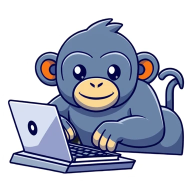 excited ape sending text messages on a computer keyboard sticker