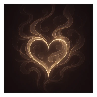 heart with a swirling smoke pattern, digital illustration sticker