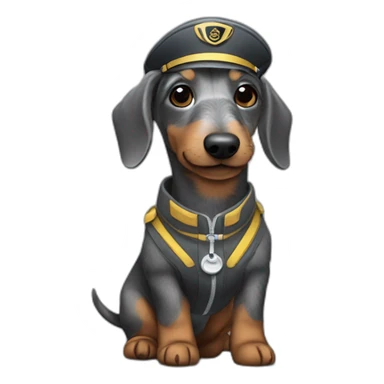 grey wire-haired daschund dressed as pilot sticker