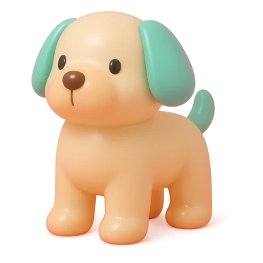               Transform {subject} into a soft vinyl figure with a smooth, glossy surface. The material should look slightly rubbery and tactile, with minimalistic curves and a matte-gloss hybrid finish. Use pastel or soft solid colors. The surface is seamless, with no visible textures or roughness. Studio lighting, vibrant background, clean, playful, designer toy aesthetic and no shadows. {subject} = dog sticker