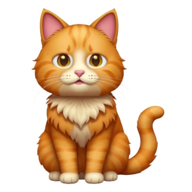 ios style cat emoji, full body, ginger sticker