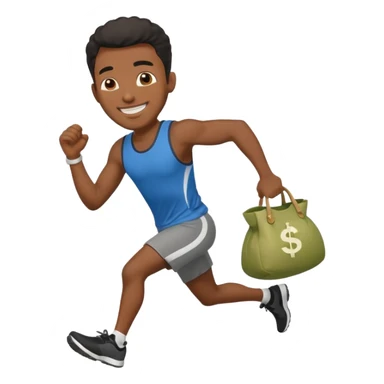 Black Man running with moneybag sticker