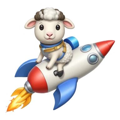 sheep flying on a rocket sticker