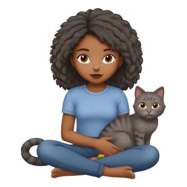 Black girl with grey cat sticker