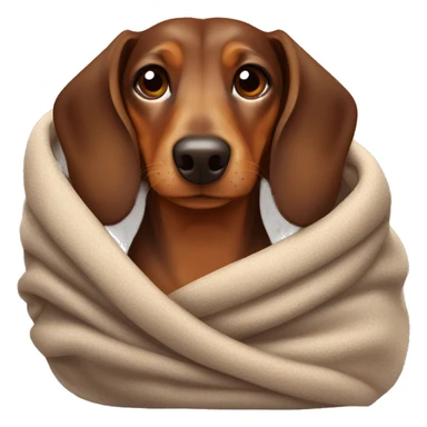 Brown Dachshund wrapped in warm blanket  sticker